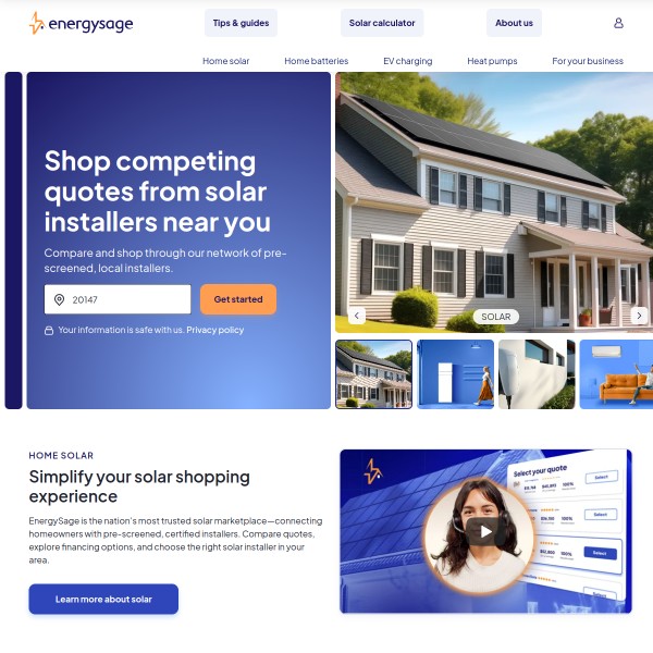 EnergySage homepage screenshot
