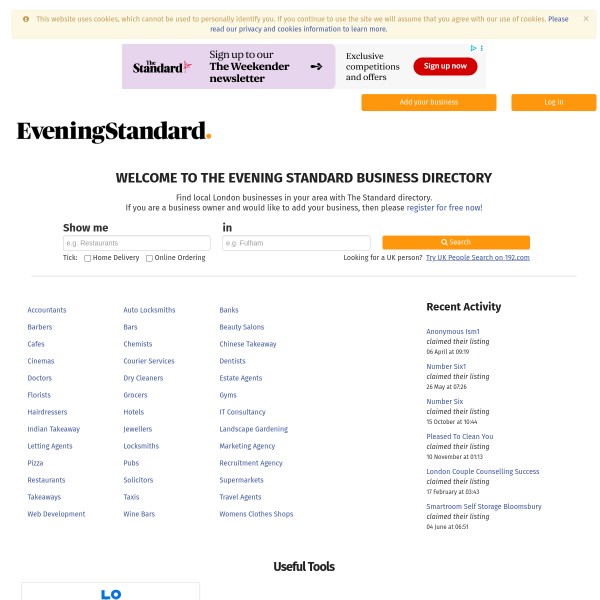 EveningStandard homepage screenshot