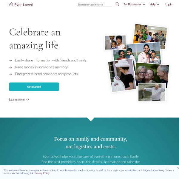 Ever Loved homepage screenshot