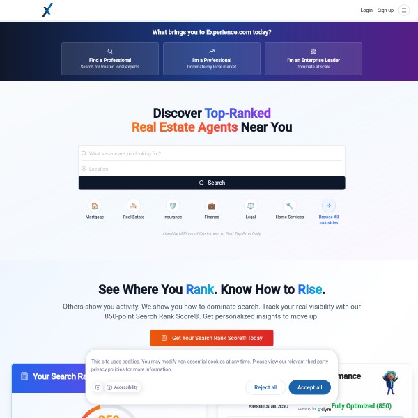 Experience.com homepage screenshot