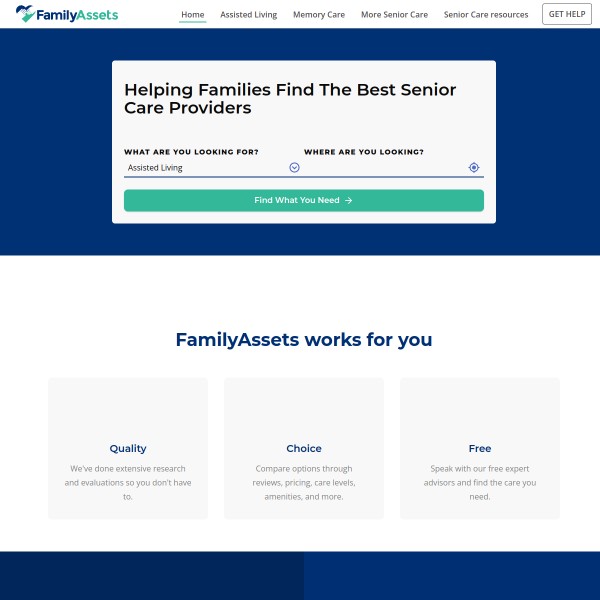 Family Assets homepage screenshot