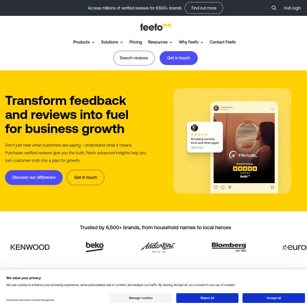 Feefo homepage screenshot