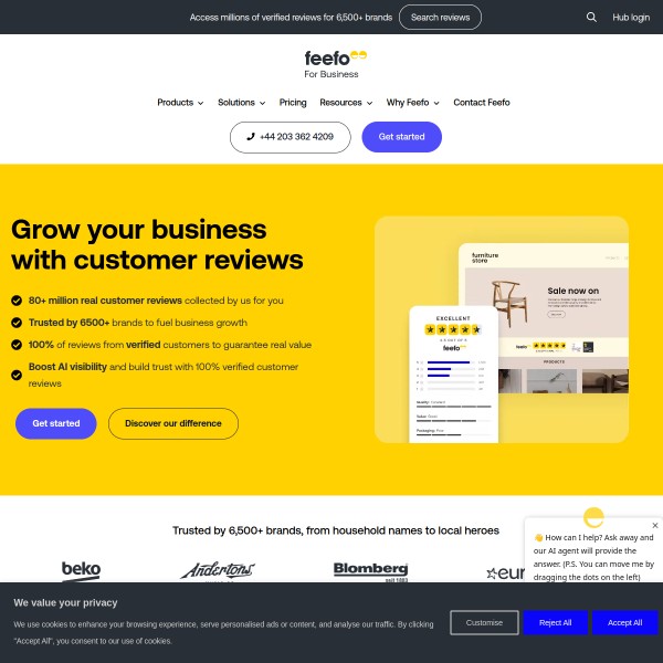 Feefo homepage screenshot