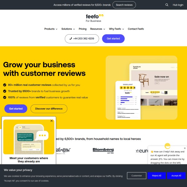 Feefo homepage screenshot