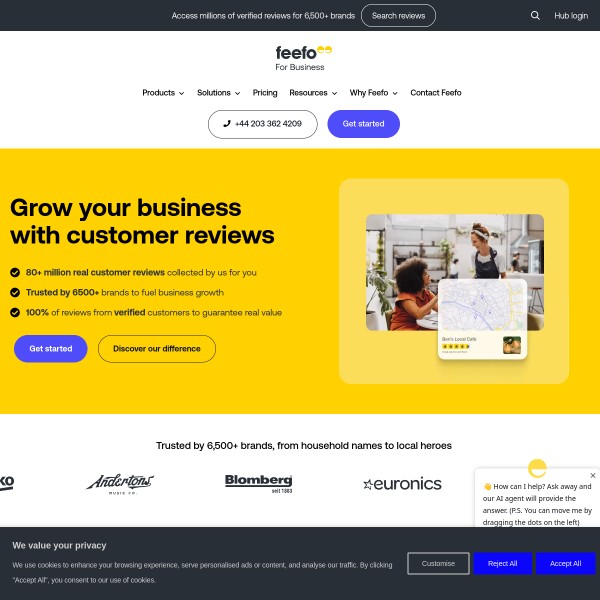 Feefo homepage screenshot