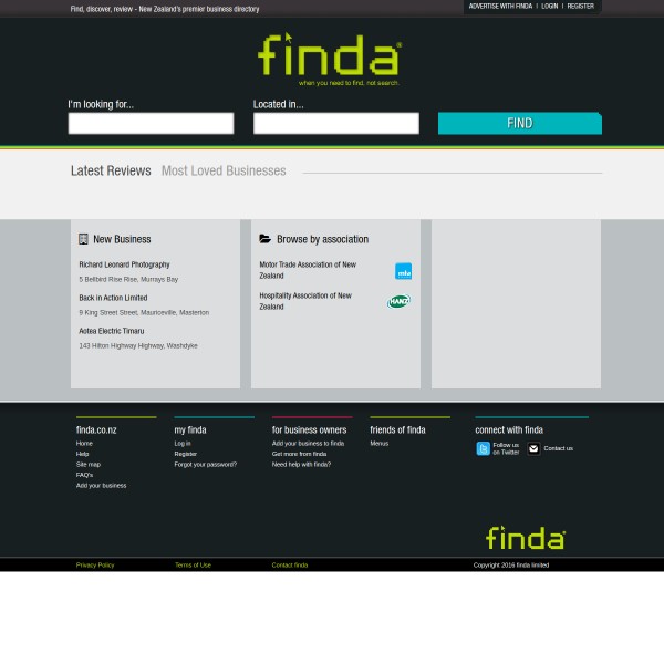 Finda.co.nz homepage screenshot