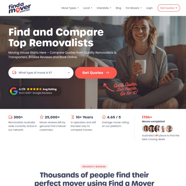 findamover.com.au homepage screenshot