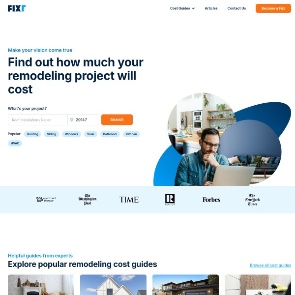 Fixr homepage screenshot