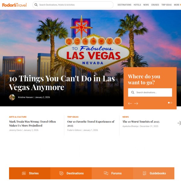Fodors homepage screenshot