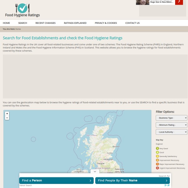 Food Hygiene Ratings homepage screenshot
