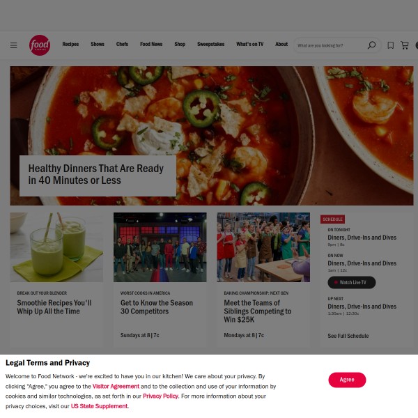 Food Network homepage screenshot