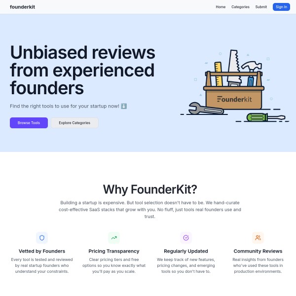 FounderKit homepage screenshot