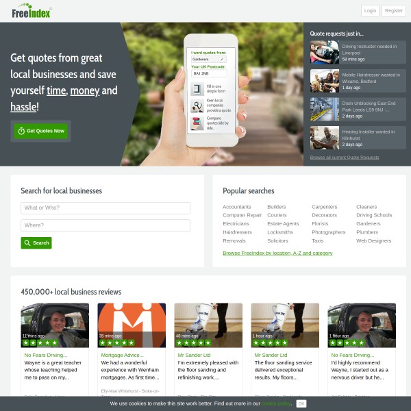 FreeIndex homepage screenshot