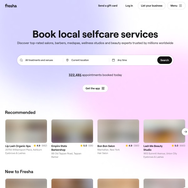 Fresha homepage screenshot