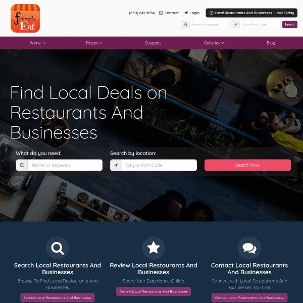 FriendsEat homepage screenshot