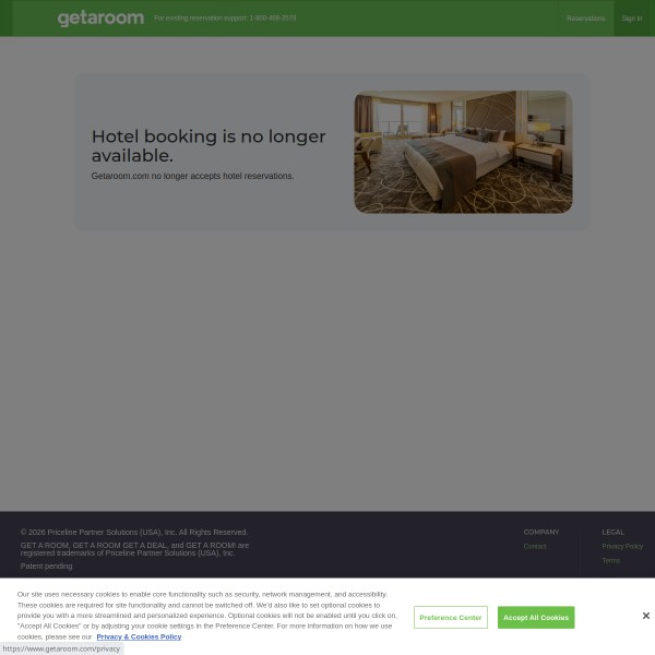 getaroom.com homepage screenshot