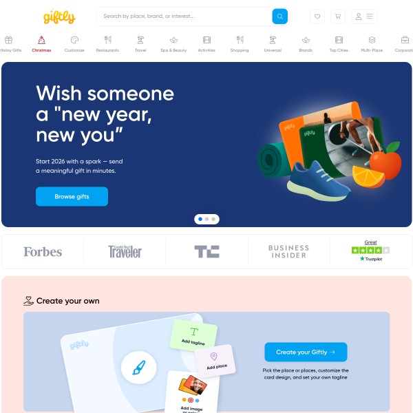 Giftly homepage screenshot