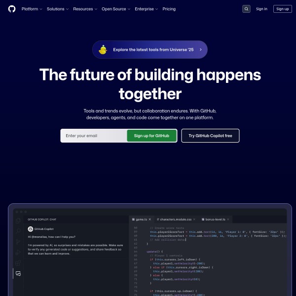 Github homepage screenshot