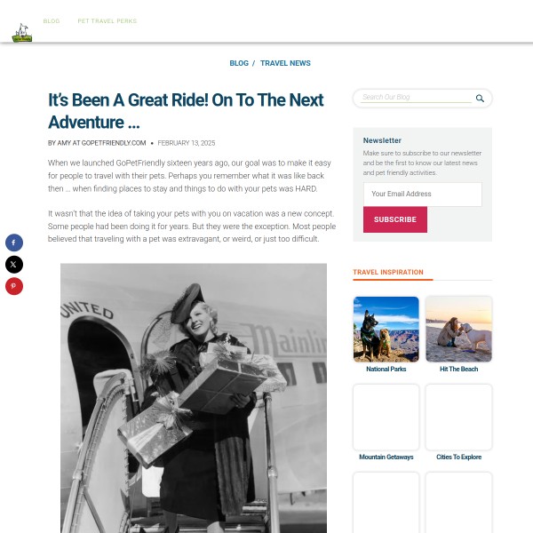 Go Pet Friendly homepage screenshot