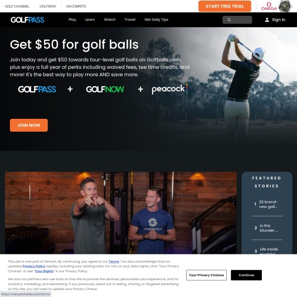 GolfPass homepage screenshot