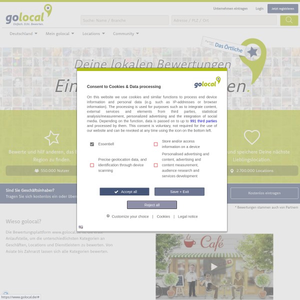 GoLocal.de homepage screenshot