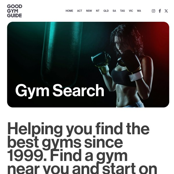 Good Gym Guide homepage screenshot
