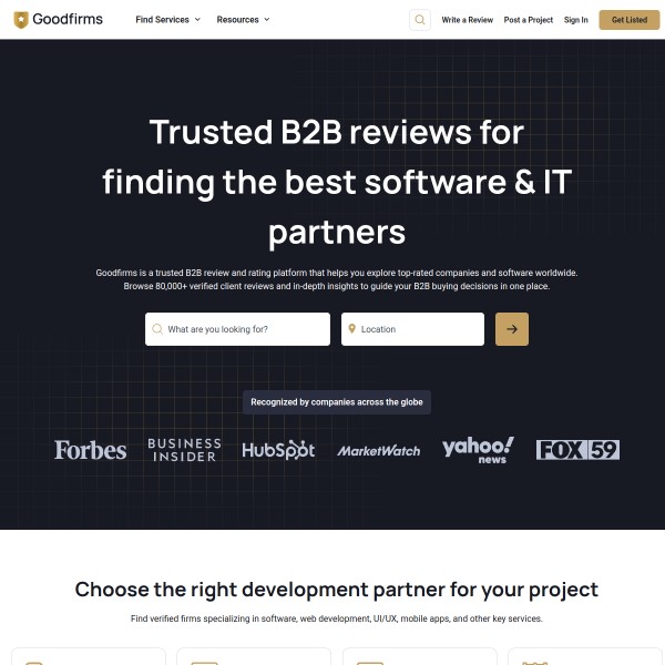 GoodFirms homepage screenshot