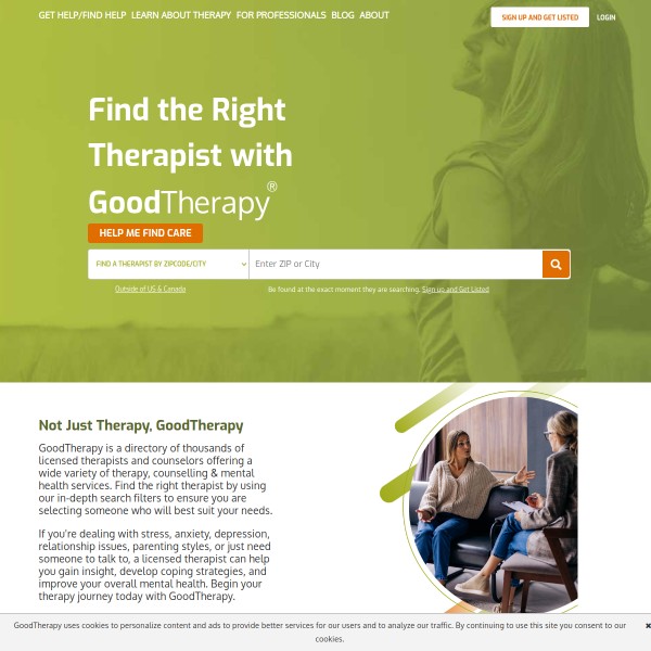 GoodTherapy homepage screenshot