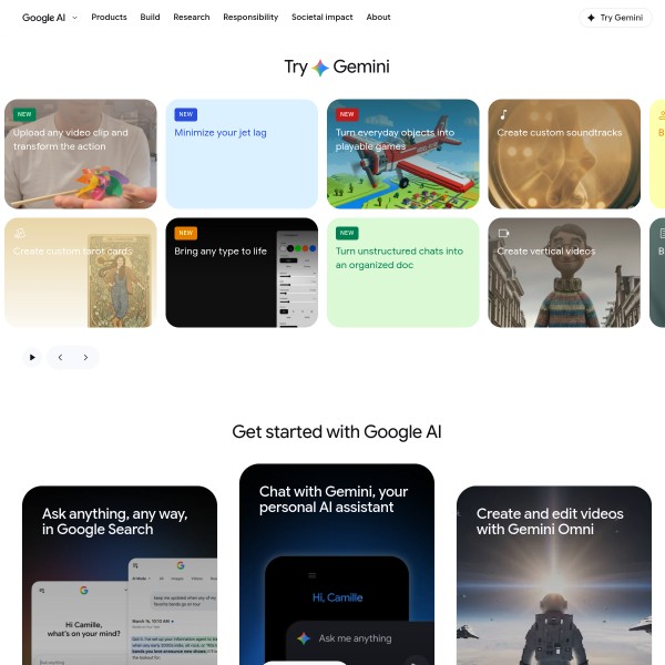 Google AI homepage screenshot