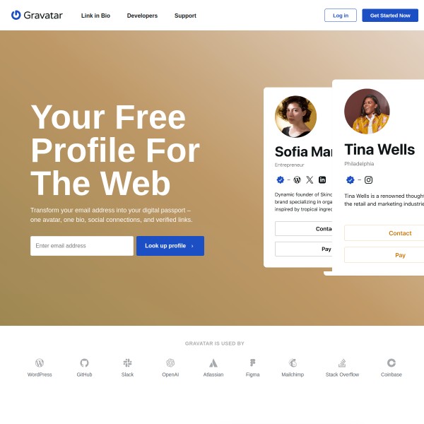 Gravatar homepage screenshot