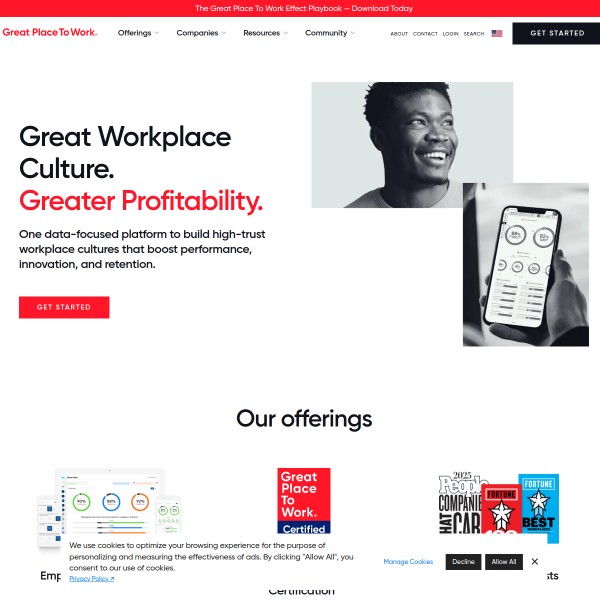 Great Place To Work homepage screenshot
