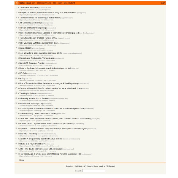 HackerNews User homepage screenshot