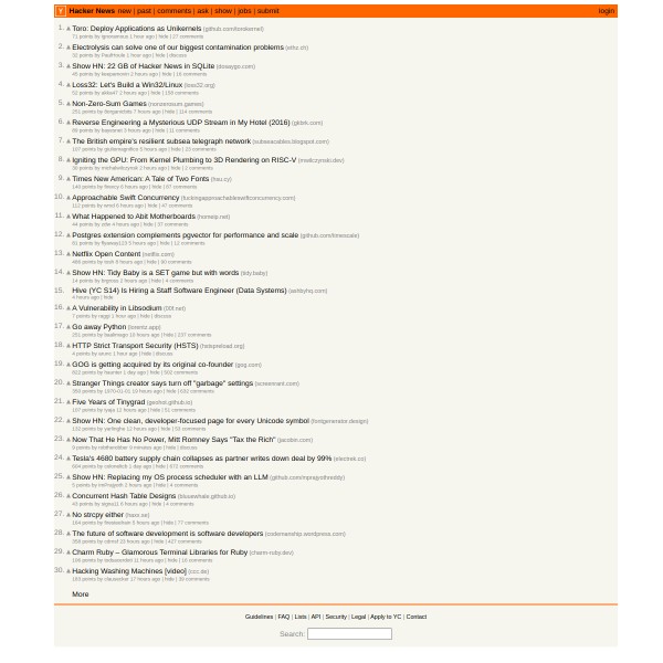 HackerNews User homepage screenshot