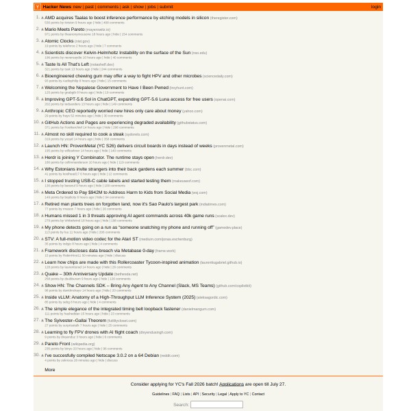 HackerNews User homepage screenshot