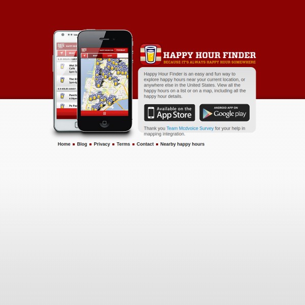 Happy Hour Finder homepage screenshot