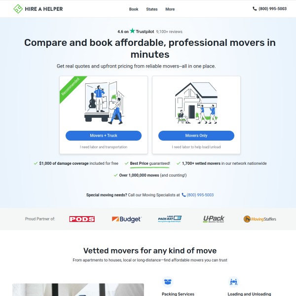 Hire a Helper homepage screenshot