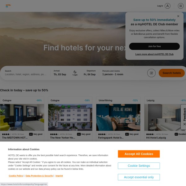 Hotel.info homepage screenshot