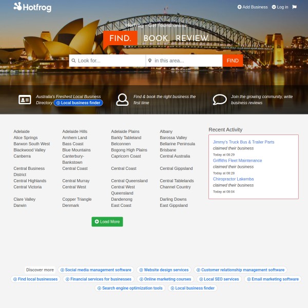 Hotfrog homepage screenshot