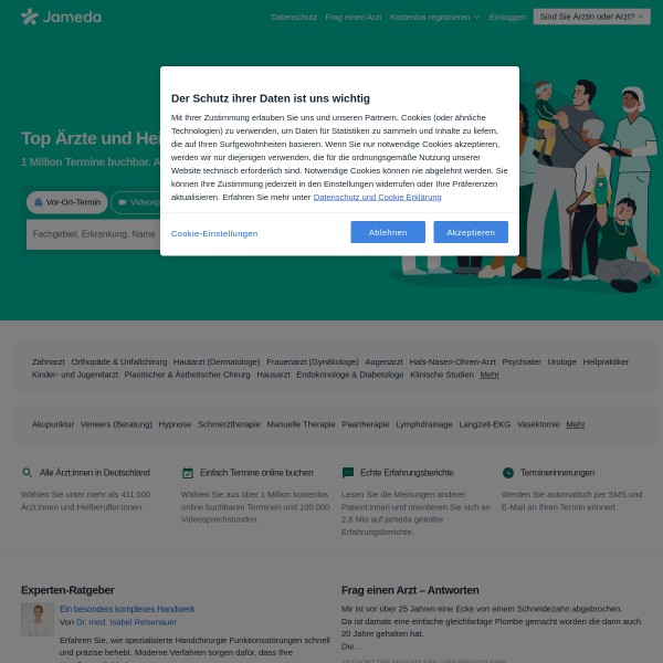 Jameda homepage screenshot