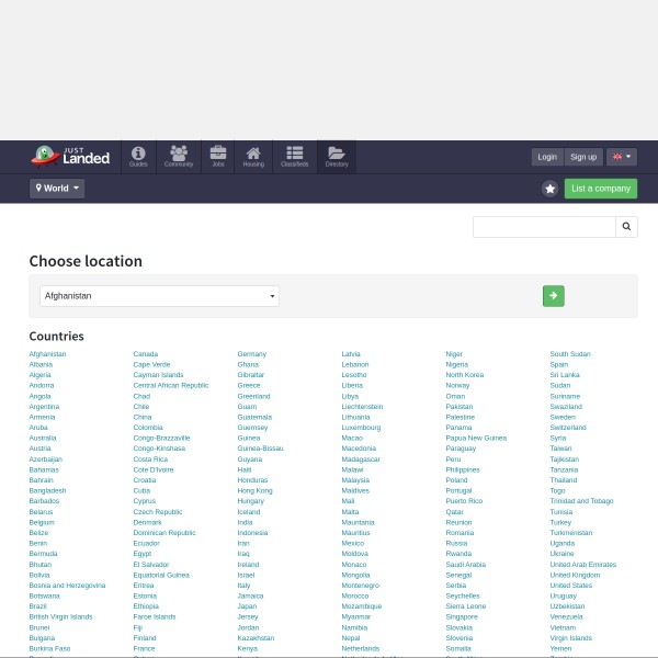 Just Landed homepage screenshot