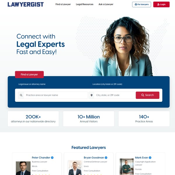 Lawyergist homepage screenshot