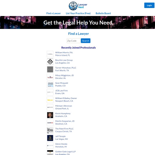 LawyerNext homepage screenshot