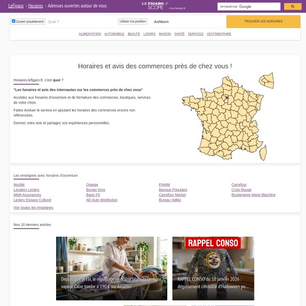 les-horaires.fr homepage screenshot