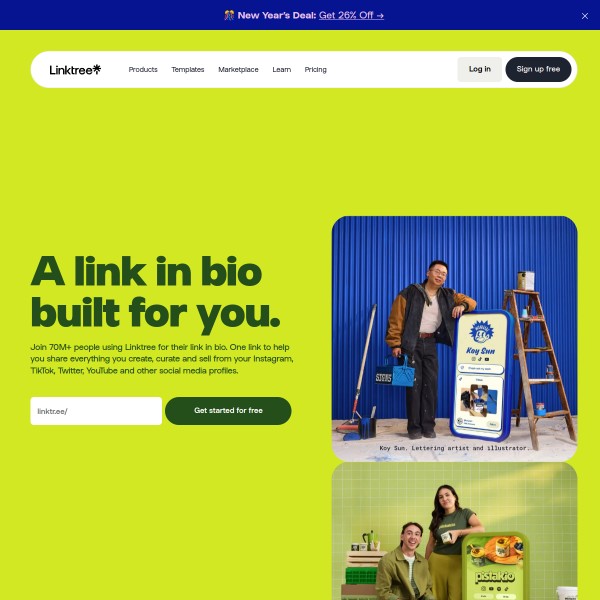 Linktree homepage screenshot