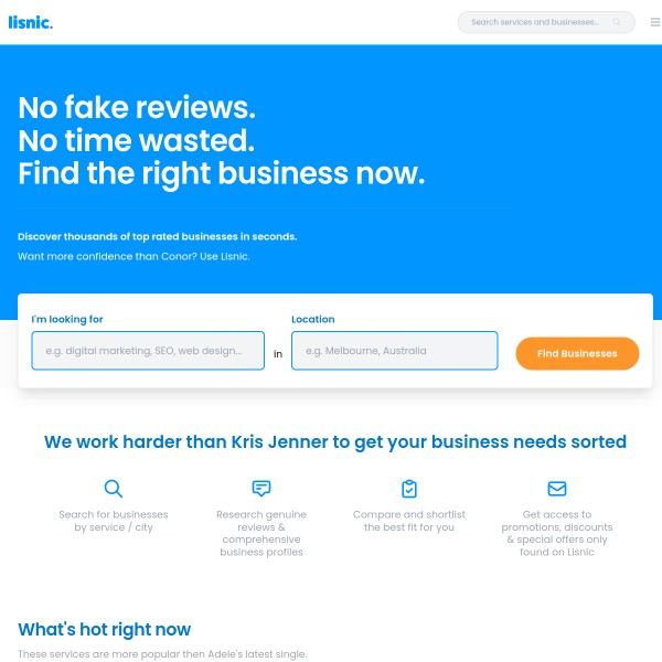 Lisnic homepage screenshot
