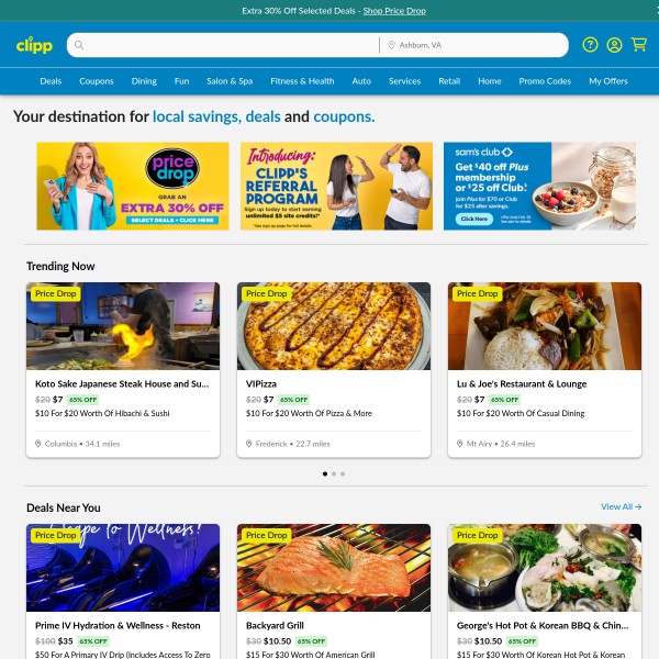 Clipp homepage screenshot