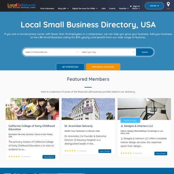 LocalBizNetwork homepage screenshot