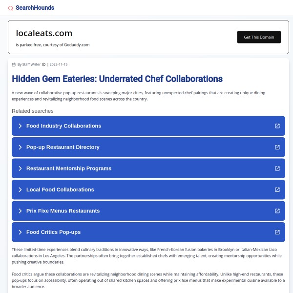 LocalEats homepage screenshot
