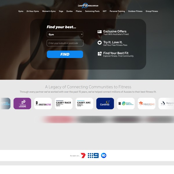 LocalFitness.com.au homepage screenshot