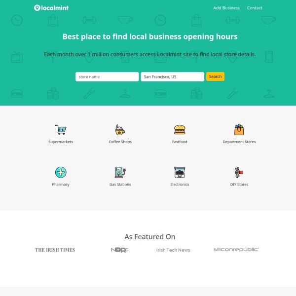 Localmint homepage screenshot